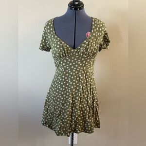 Abound Olive Floral Mini Dress - MEDIUM